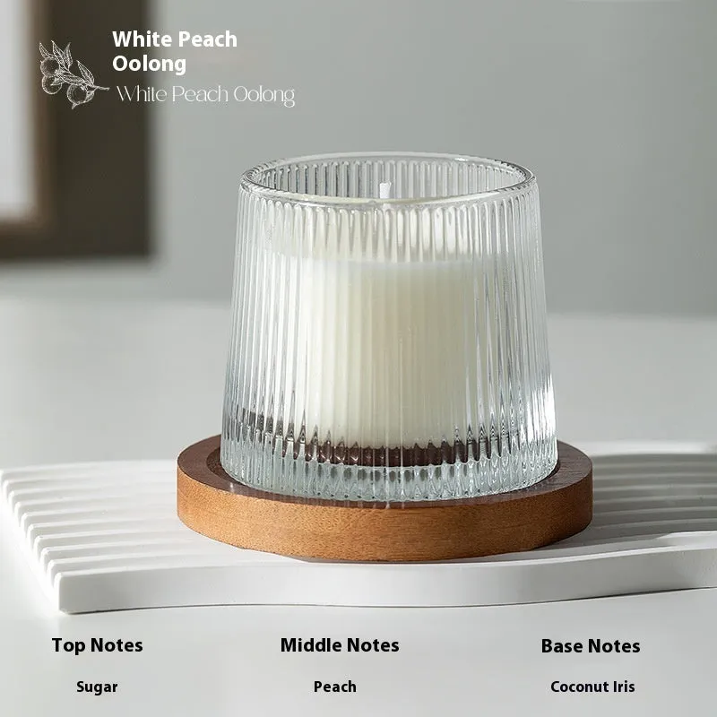 Soy wax aromatherapy candle in cup shape with rotating design, available in seven scent options