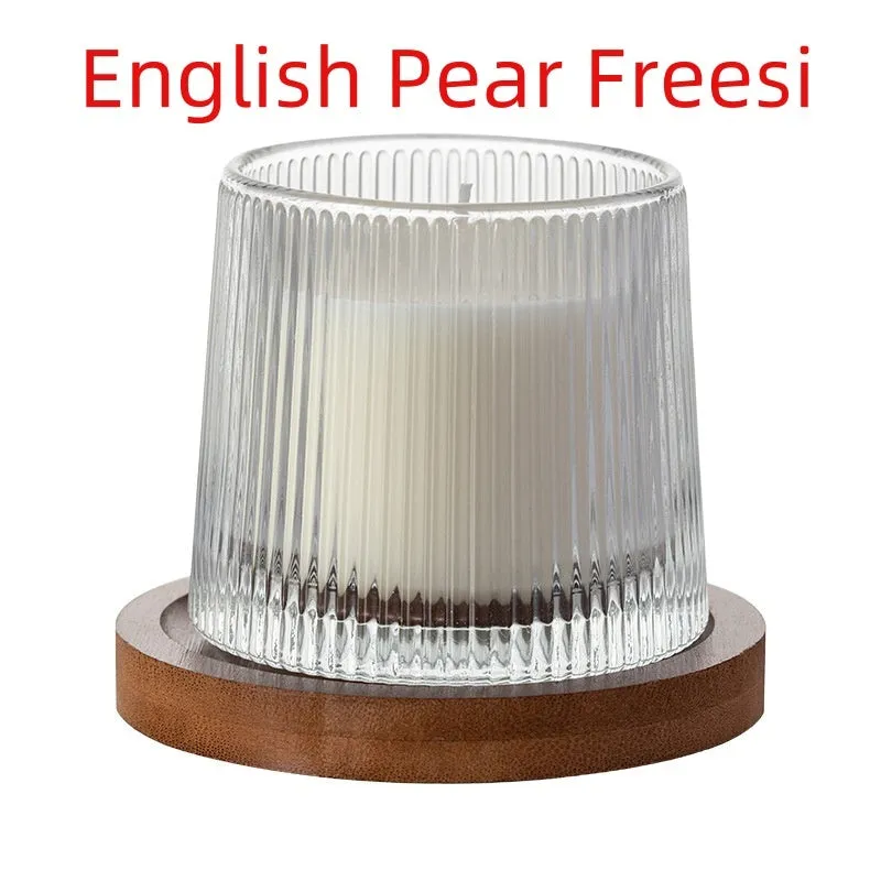 Soy wax aromatherapy candle in cup shape with rotating design, available in seven scent options
