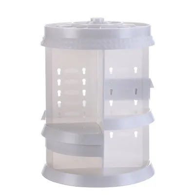 Diamond wave 360 rotating acrylic makeup organiser with detachable compartments on a vanity table