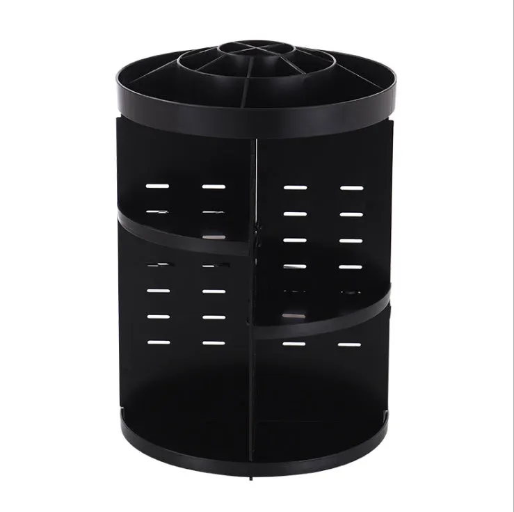 Diamond wave 360 rotating acrylic makeup organiser with detachable compartments on a vanity table