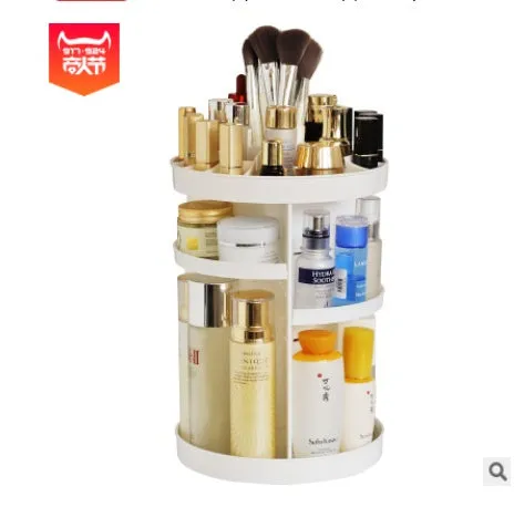Diamond wave 360 rotating acrylic makeup organiser with detachable compartments on a vanity table