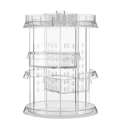 Diamond wave 360 rotating acrylic makeup organiser with detachable compartments on a vanity table
