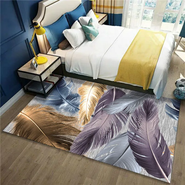 Modern minimalist geometric abstract machine woven crystal velvet polyester fibre rectangle carpet in multiple colours and sizes