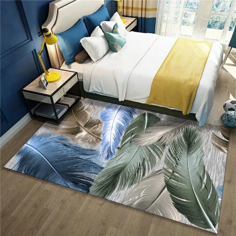Modern minimalist geometric abstract machine woven crystal velvet polyester fibre rectangle carpet in multiple colours and sizes