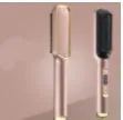 Professional hair straightener brush with tourmaline ceramic heat conductor, 16 gears, and anti-scalding design in gold and white.