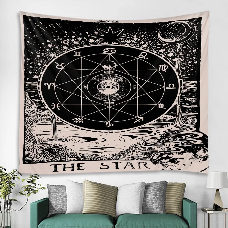 Machine-woven polyester tapestry modern simple black and white series background cloth Colour Sun 150cmx130cm
