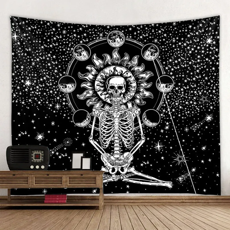 Machine-woven polyester tapestry modern simple black and white series background cloth Colour Sun 150cmx130cm