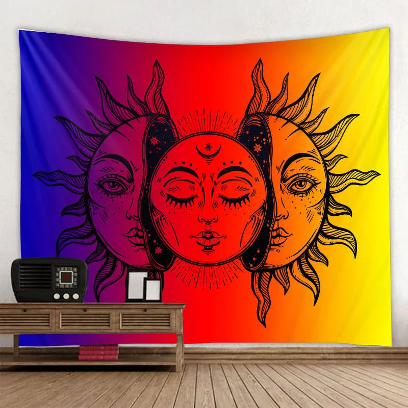 Machine-woven polyester tapestry modern simple black and white series background cloth Colour Sun 150cmx130cm