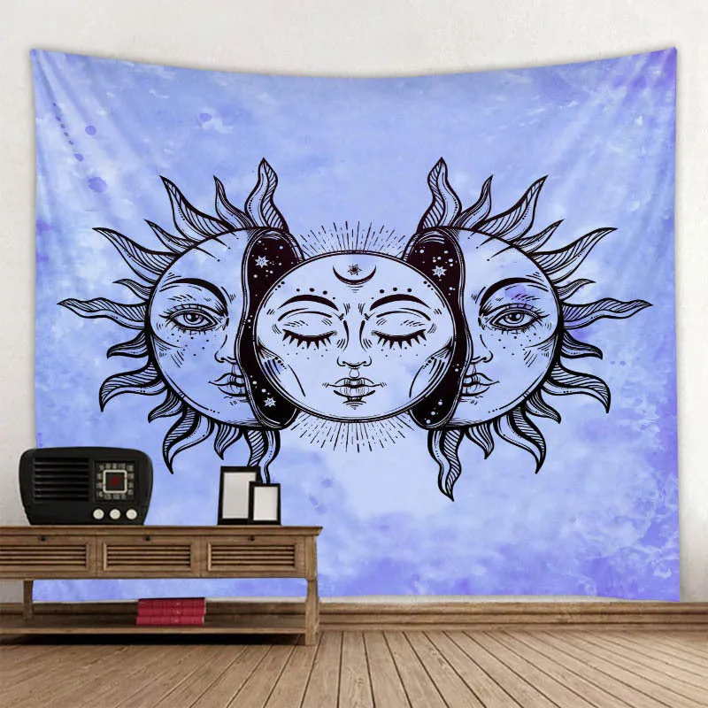 Machine-woven polyester tapestry modern simple black and white series background cloth Colour Sun 150cmx130cm