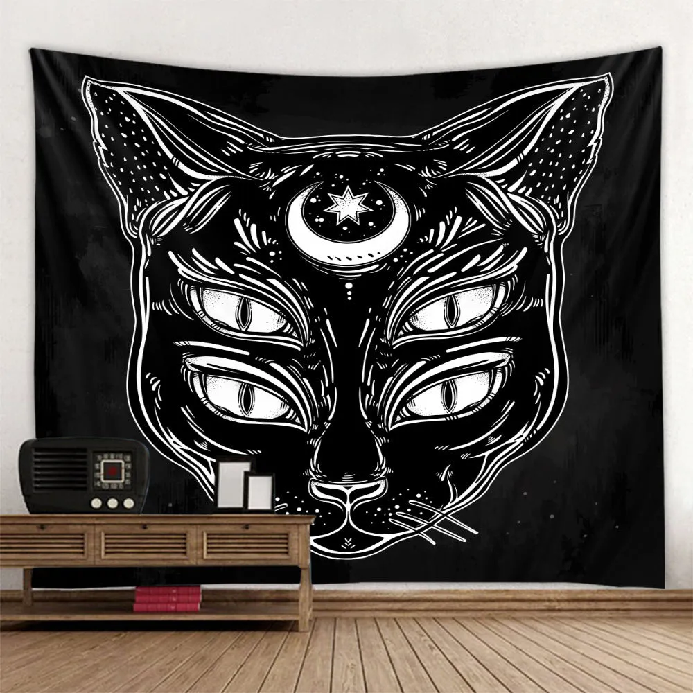 Machine-woven polyester tapestry modern simple black and white series background cloth Colour Sun 150cmx130cm