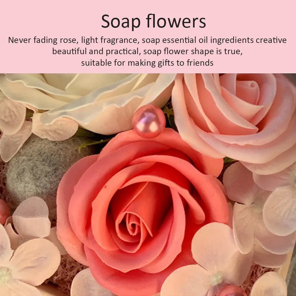 Pink lamp gift box with handmade soap flower rose in pink colour, ready for Christmas or Valentine's Day