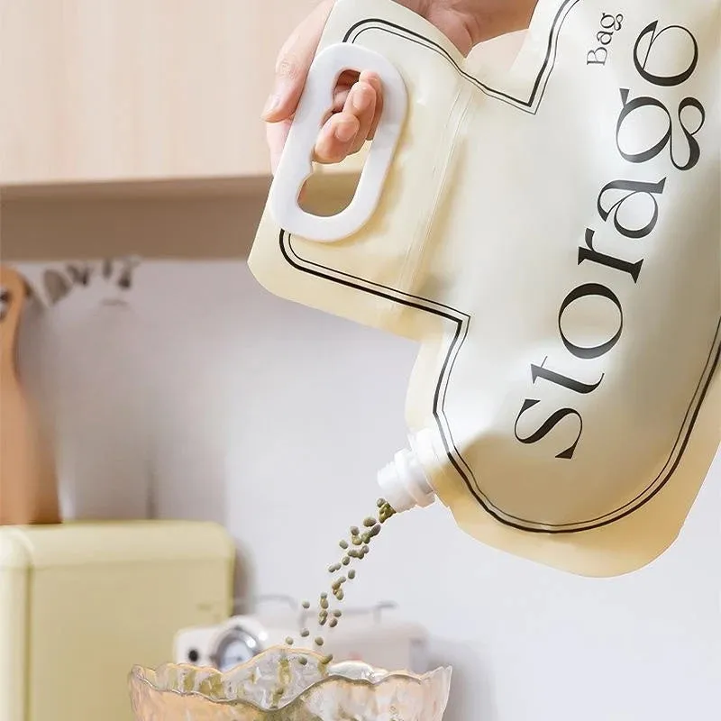 Cream grain storage bag with large opening and good sealing, made of food-grade PE material, 26.5x34.6cm