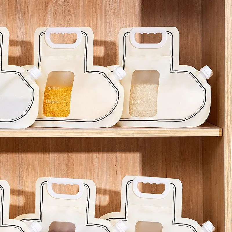 Cream grain storage bag with large opening and good sealing, made of food-grade PE material, 26.5x34.6cm