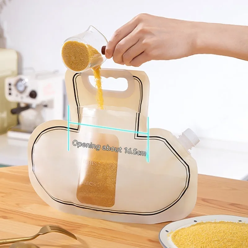 Cream grain storage bag with large opening and good sealing, made of food-grade PE material, 26.5x34.6cm