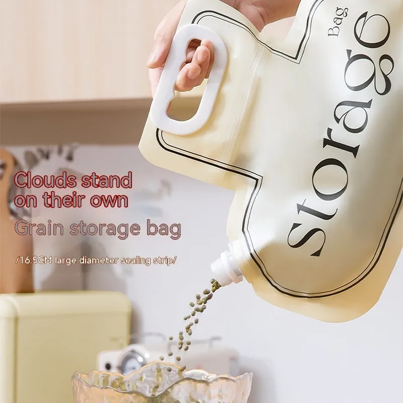 Cream grain storage bag with large opening and good sealing, made of food-grade PE material, 26.5x34.6cm
