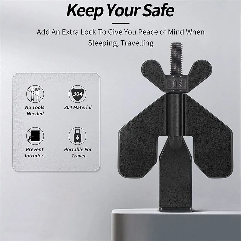 304 stainless steel portable door lock with thread installation for hotel and travel security