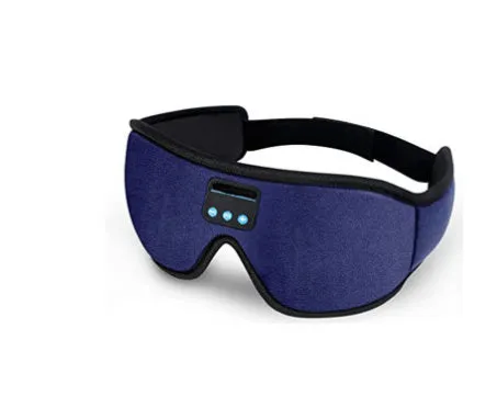 Wireless Bluetooth Sleep Eye Mask with Stereo Music and Call Function Blackout Design for Sleeping Travel and Relaxation Super Soft Fabric 10m Range 15-Hour Talk Time Rechargeable 150mAh Battery Black Dark Blue
