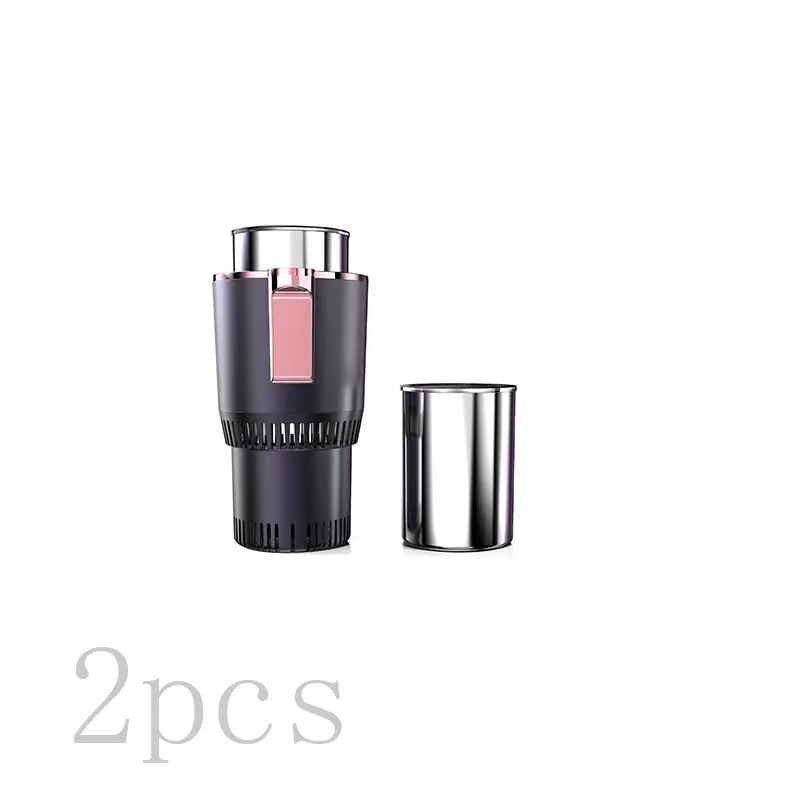 Smart hot and cold car cup in purple gold with aluminium interior and US plug adapter, 166mm height