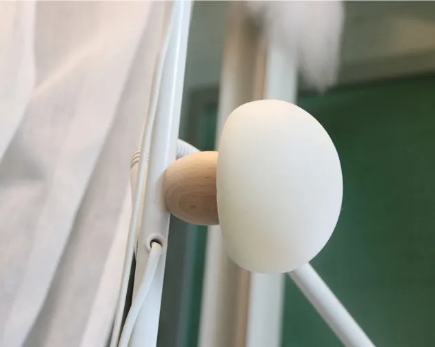 Silicone LED night lamp with wooden base, mushroom shape, brightness adjustment, and touch switch