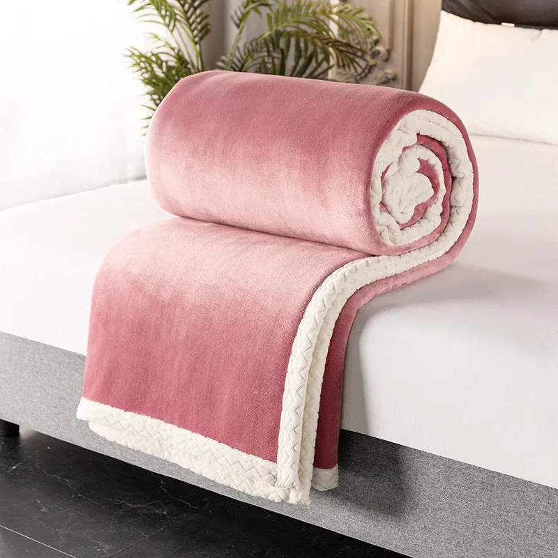 Thick 530 GSM coral fleece blanket in grey - double layer polyester with moisture removal