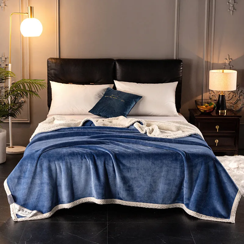Thick 530 GSM coral fleece blanket in grey - double layer polyester with moisture removal