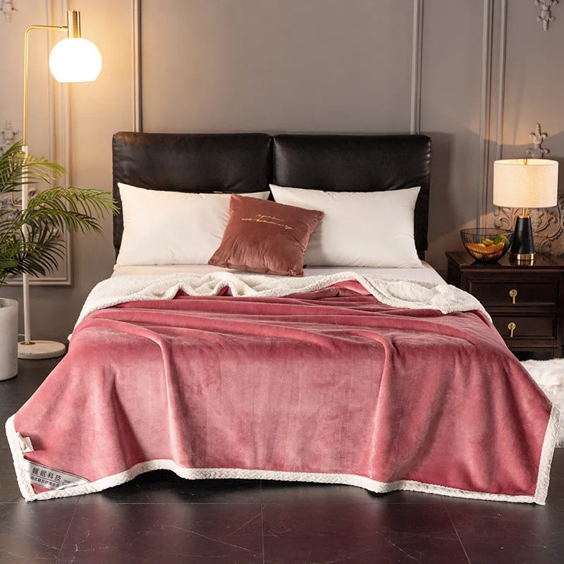 Thick 530 GSM coral fleece blanket in grey - double layer polyester with moisture removal