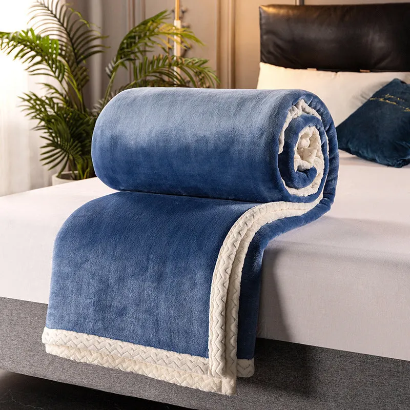 Thick 530 GSM coral fleece blanket in grey - double layer polyester with moisture removal