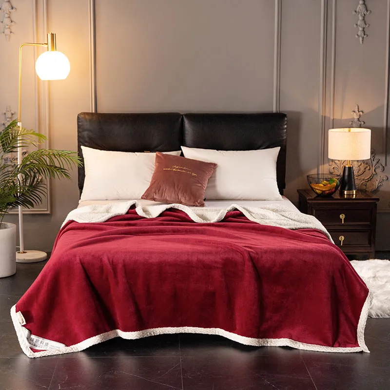 Thick 530 GSM coral fleece blanket in grey - double layer polyester with moisture removal