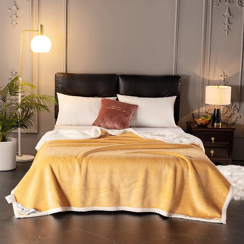 Thick 530 GSM coral fleece blanket in grey - double layer polyester with moisture removal