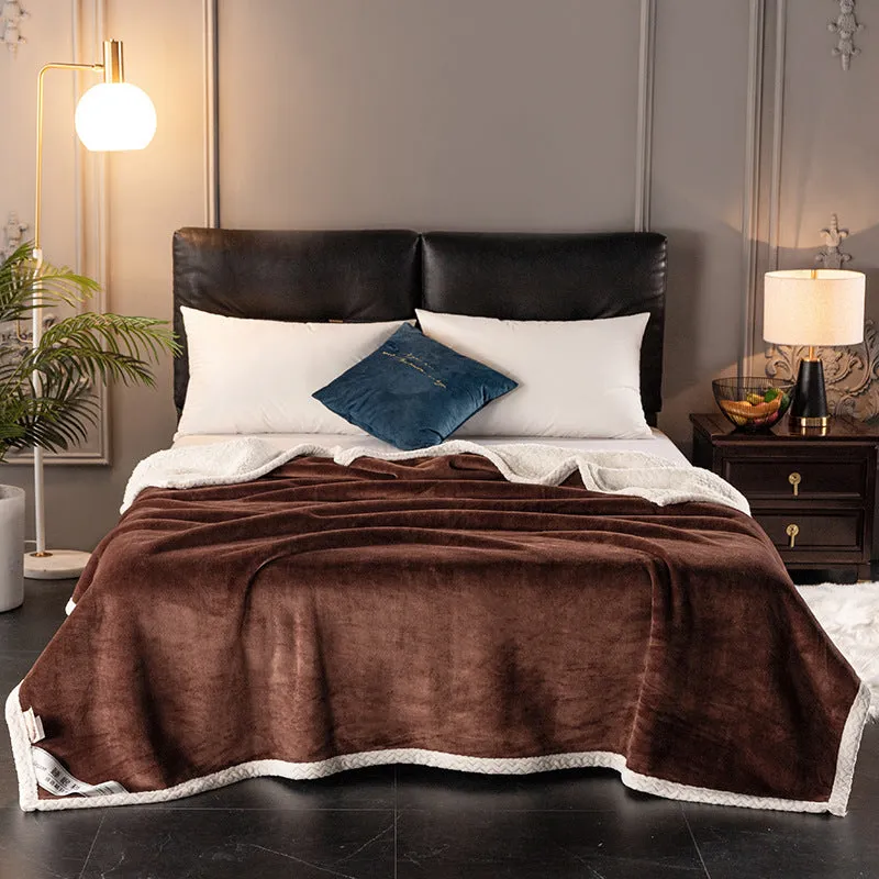 Thick 530 GSM coral fleece blanket in grey - double layer polyester with moisture removal