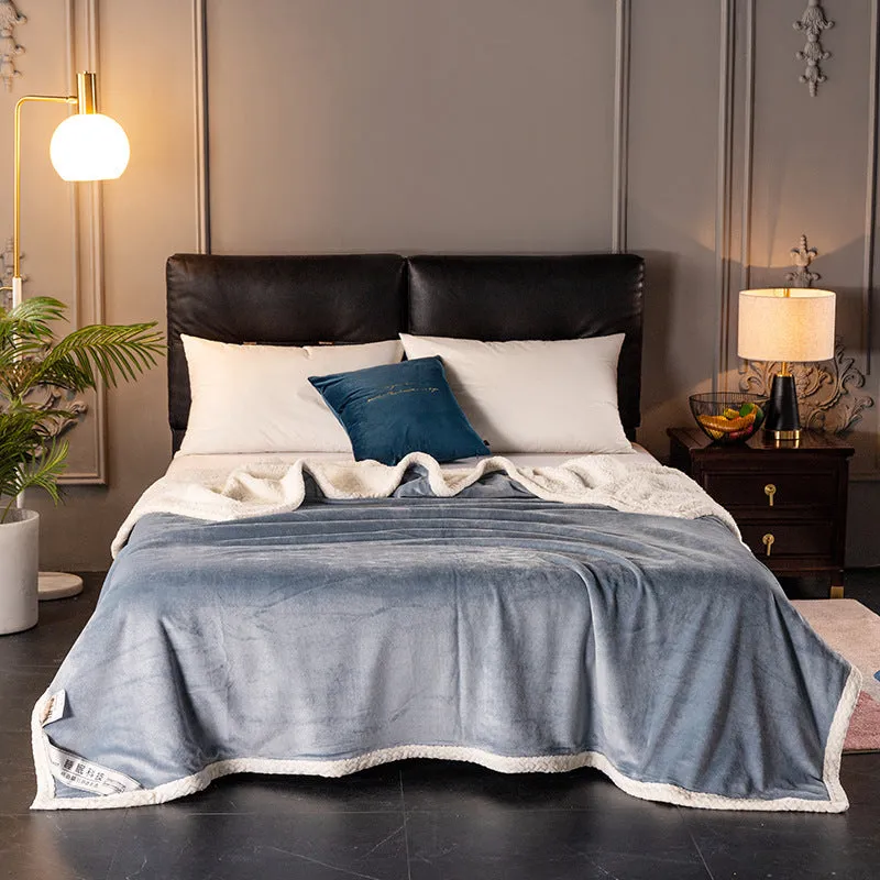 Thick 530 GSM coral fleece blanket in grey - double layer polyester with moisture removal