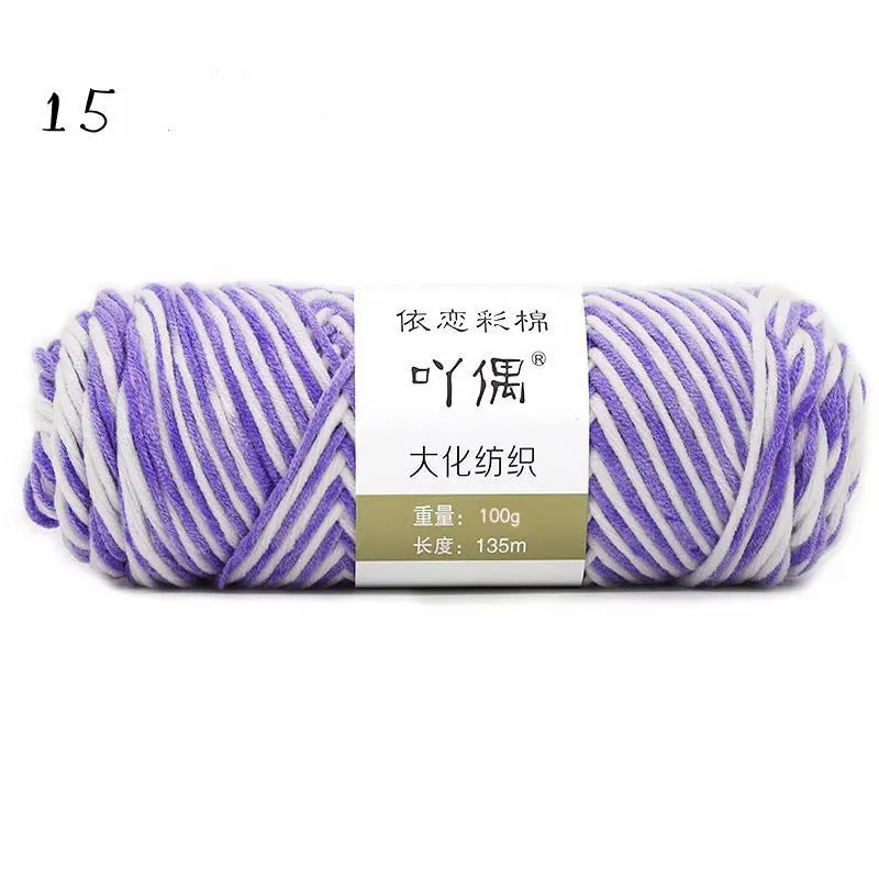 8 strands gradient milk cotton wool yarn in blue tones, medium thickness, ball form for hand knitting