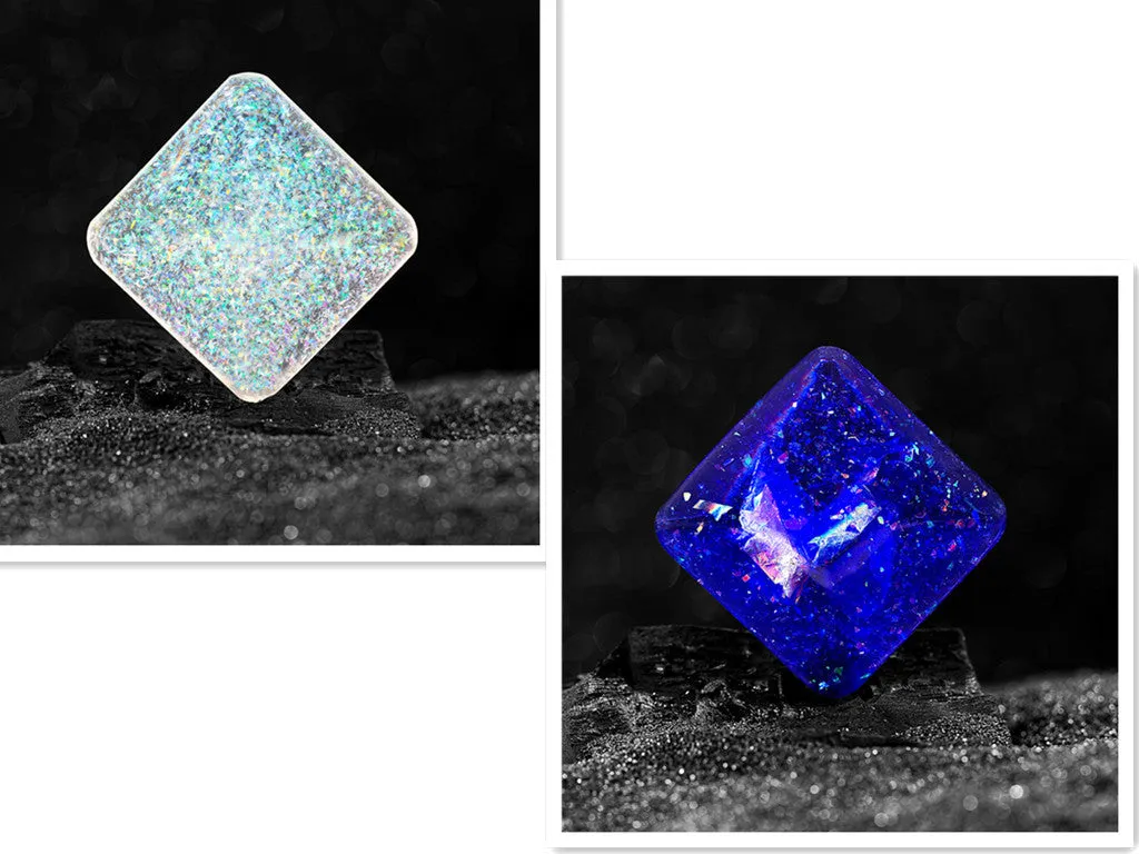 Galactic Edition resin desk gyro showing 4cm quadrilateral shape with cosmic pattern