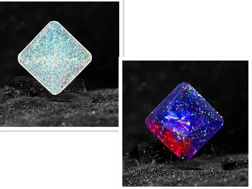 Galactic Edition resin desk gyro showing 4cm quadrilateral shape with cosmic pattern