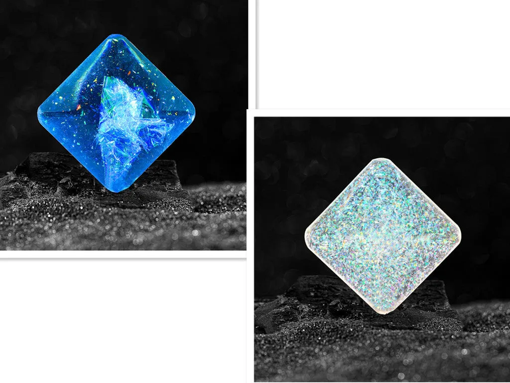 Galactic Edition resin desk gyro showing 4cm quadrilateral shape with cosmic pattern