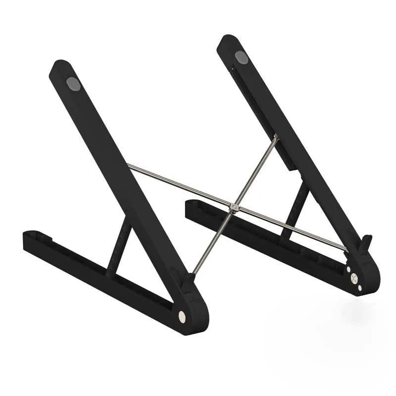 Folding plastic laptop stand desktop rack in white on a desk