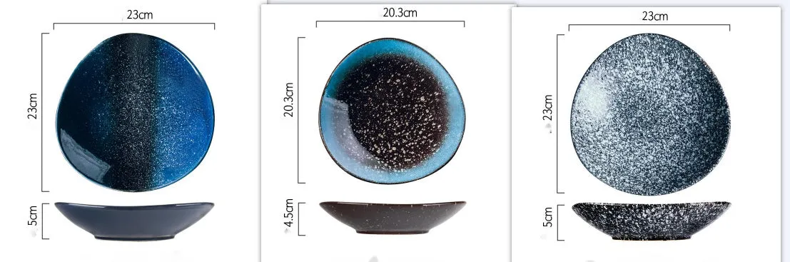 8 inch porcelain fillet plate in Nordic style with colour glaze finish in quaint blue