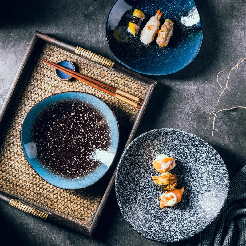 8 inch porcelain fillet plate in Nordic style with colour glaze finish in quaint blue