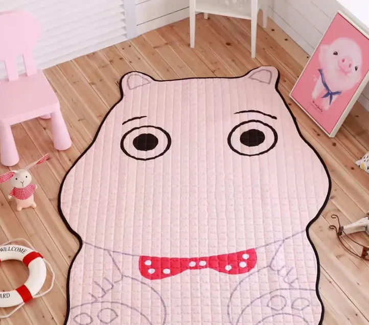 White tiger plush cotton play mat for children living room decoration L 130x190cm