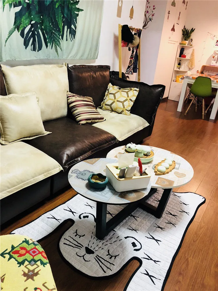 White tiger plush cotton play mat for children living room decoration L 130x190cm