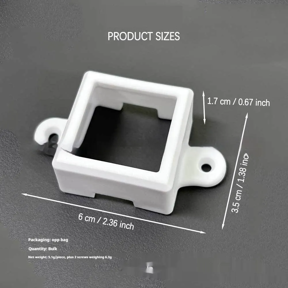 White plastic protective cover for LED light bracket, dimensions 1.7cm by 6cm.