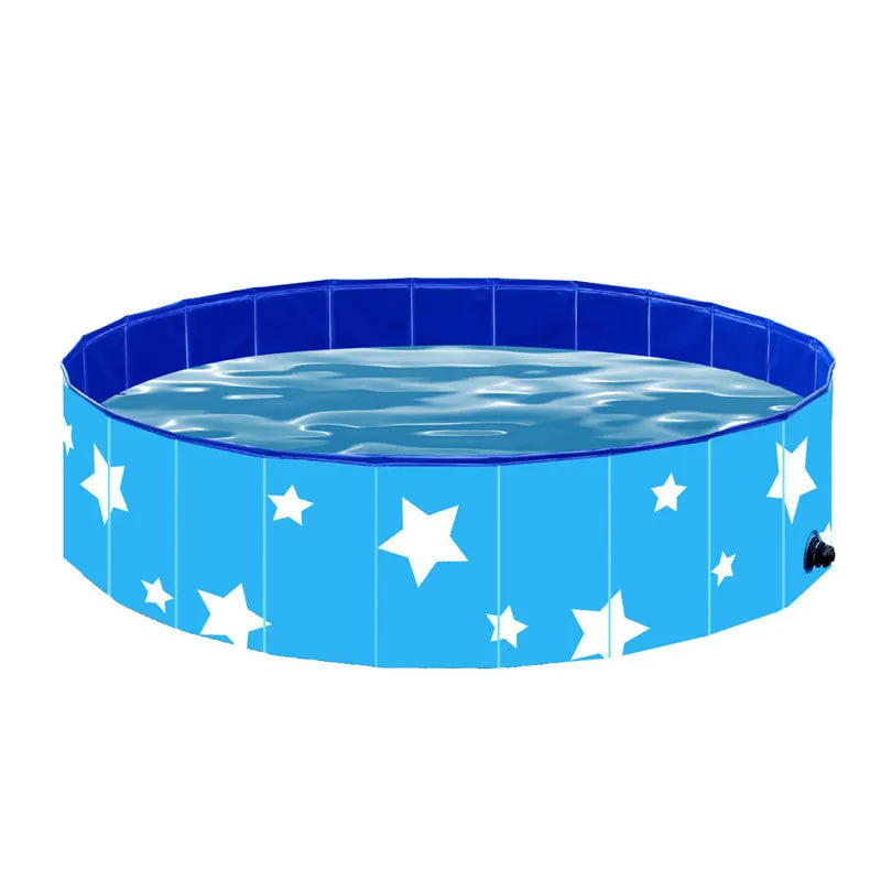 PVC folding dog bathtub round shape blue colour composite fabric hammock surface foldable design