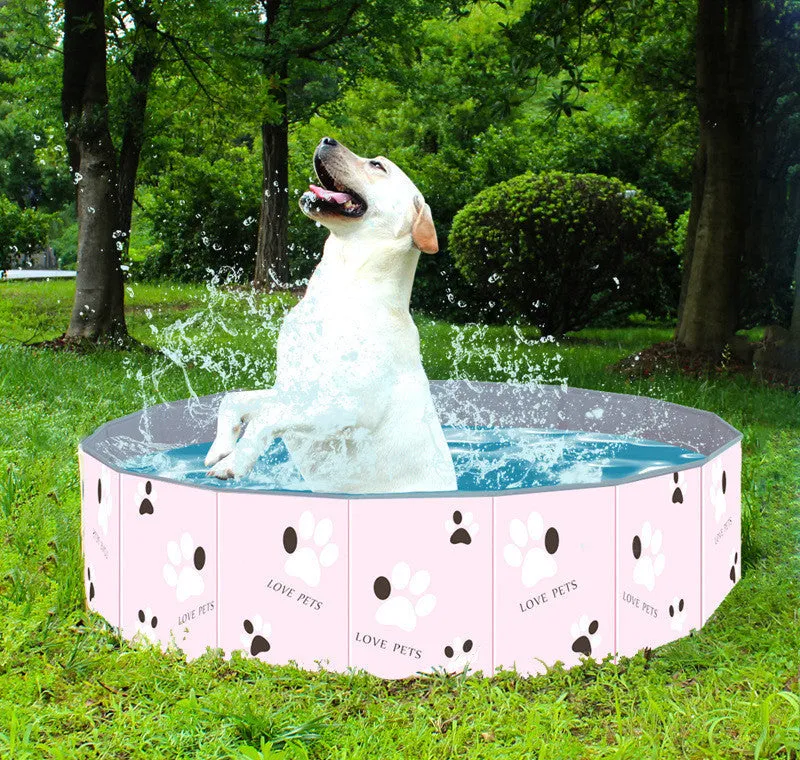 PVC folding dog bathtub round shape blue colour composite fabric hammock surface foldable design