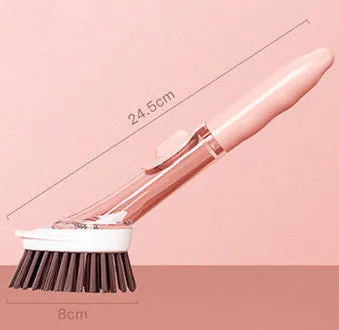 2 in 1 long handle cleaning brush with removable head and sponge for kitchen dishes