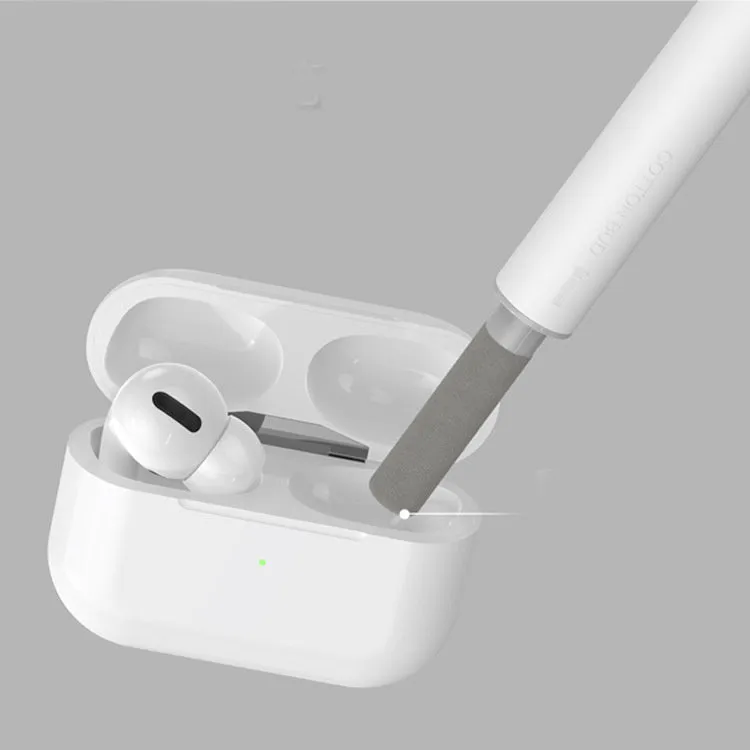 3 in 1 headset cleaning pen with metal tip and sponge on white background