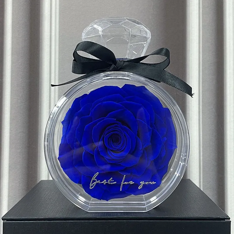 Dried flower gift box with transparent cover, natural eternal rose ornament, 10x6x14cm, available in multiple colours for home decor