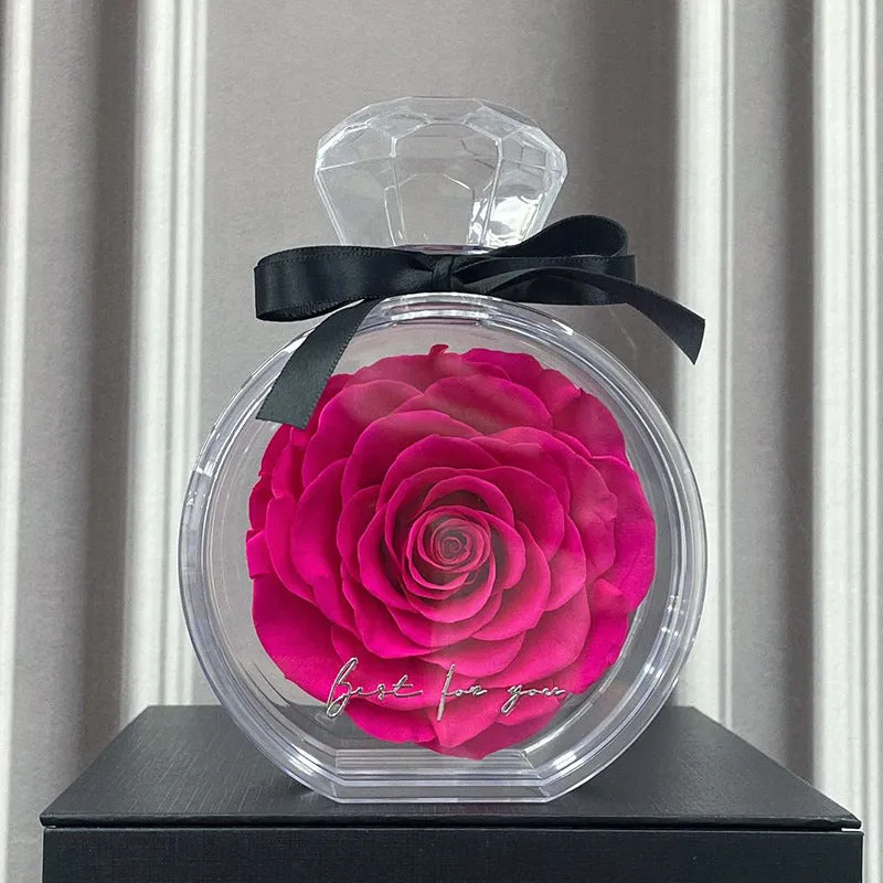 Dried flower gift box with transparent cover, natural eternal rose ornament, 10x6x14cm, available in multiple colours for home decor
