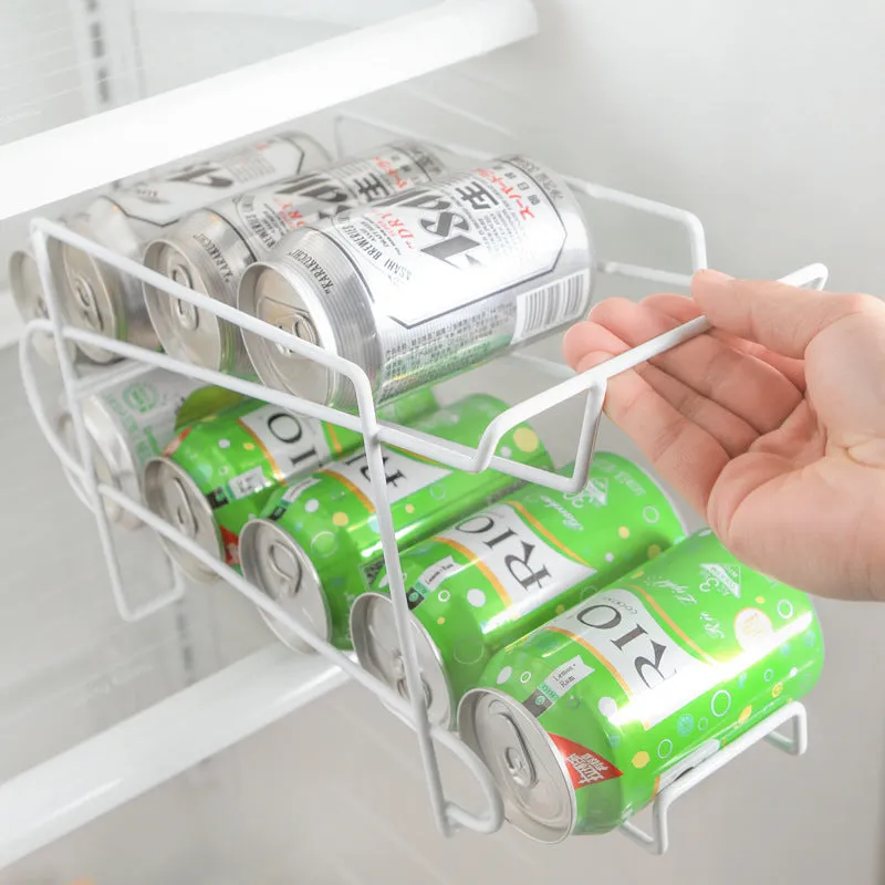 Double-layer iron kitchen storage rack for cans and bottles, 28x18x14cm, picture colour finish