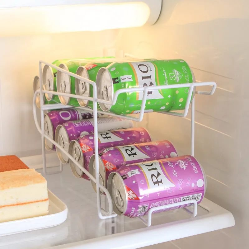 Double-layer iron kitchen storage rack for cans and bottles, 28x18x14cm, picture colour finish
