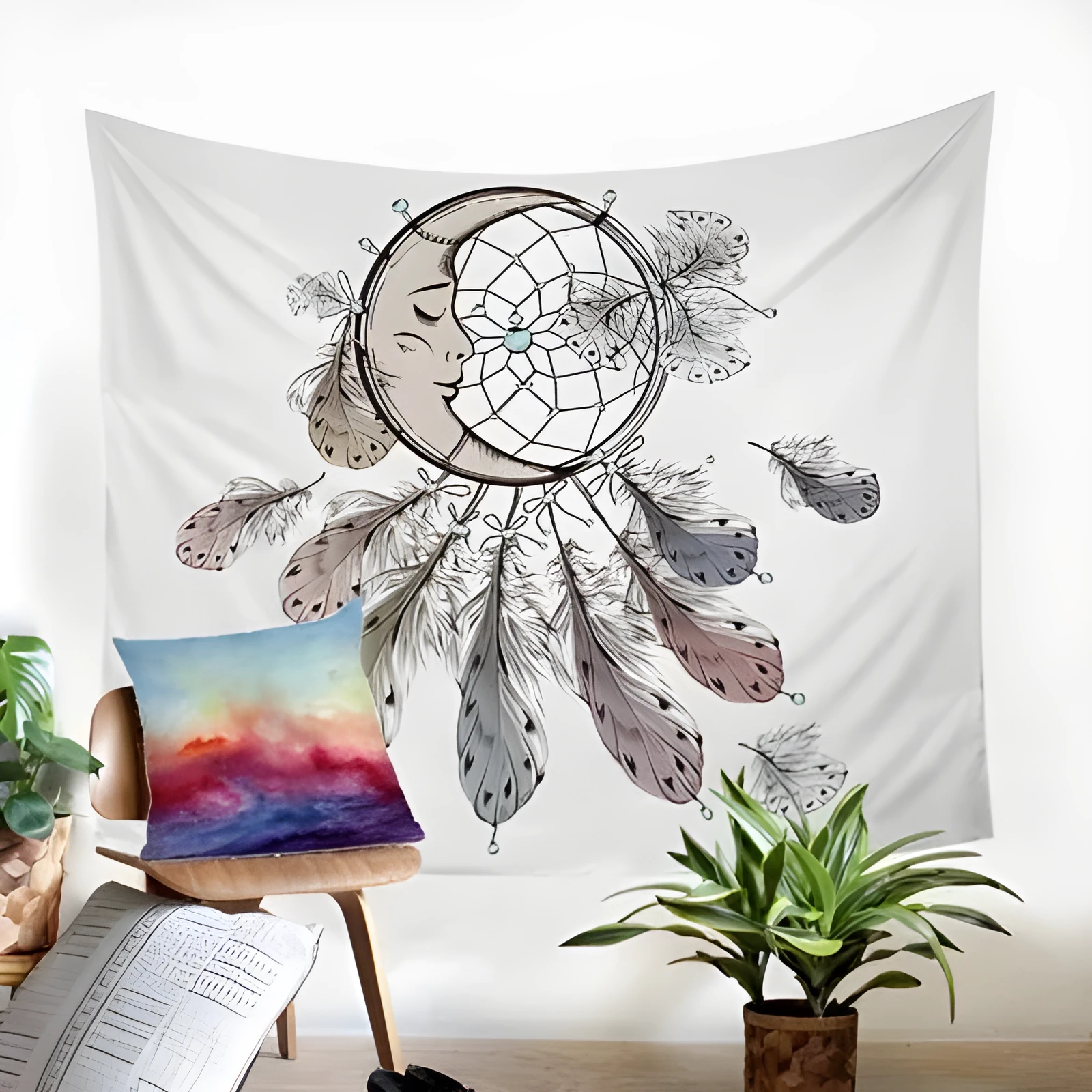 Rectangular machine-woven polyester fibre home decor tapestry tarpaulin with European classical geometric abstraction pattern